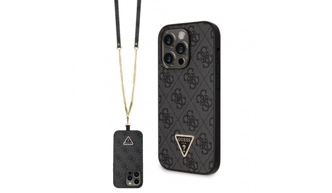 Guess GUHCP14LP4TDSCPK case for iPhone 14 Pro - black Crossbody 4G Metal Logo