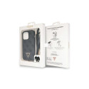 Guess GUHCP14LP4TDSCPK case for iPhone 14 Pro - black Crossbody 4G Metal Logo