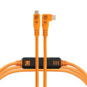 TetherPro Optima 10G USB-C, 4.6m, Straight to Right, Orange
