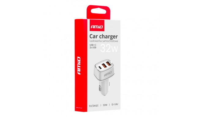 Autolaadija 2x USB-A + USB-C 32W 12/24V