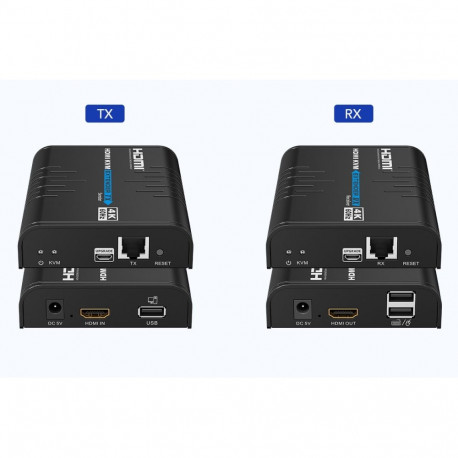 PremiumCord 4K@60Hz HDMI KVM extender with USB 2.0 up to 120m via LAN network, over IP