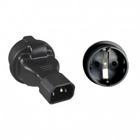 Adapter IEC C14 male to SCHUKO CEE 7/3 female,  230V, max.current 10A
