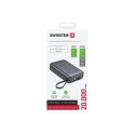 Swissten Power Bank 20000 mAh with Built-In Cables USB-C and Lightning