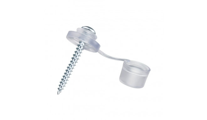 Roof screws 4,5x45 mm with sealing washer and cap for polycarbonate - 100 pcs