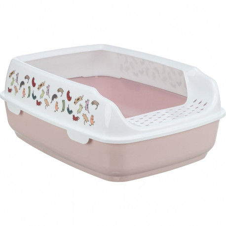 Delio cat litter tray, with rim, printed, 38 × 20 × 50 cm, light lilac white