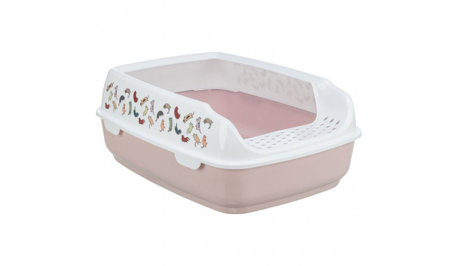 Delio cat litter tray, with rim, printed, 38 × 20 × 50 cm, light lilac white