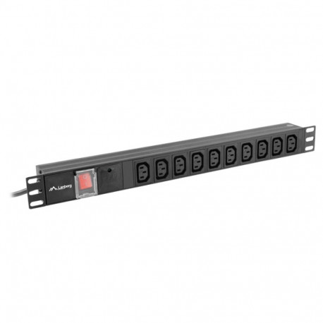 POWER DISTRIBUTION UNIT (PDU) 19" LANBERG 1U 10A 2M 10X IEC C13 OUTLETS BLACK C14
