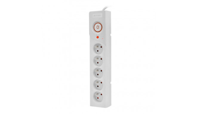 SURGE PROTECTOR ARMAC Z5 5M 5X FRENCH OUTLETS 10A CABLE ORGANIZER GREY