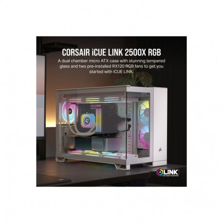 Corsair 2500X LINK karastatud klaas mATX kesktorn valge