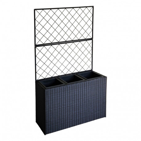 Flower box WICKER with trellis 83x29xH55/146cm, black