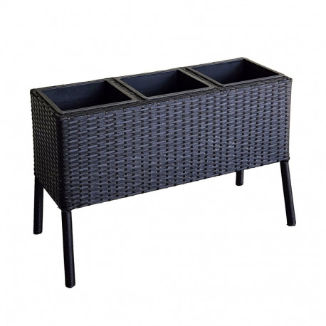 Flower box WICKER 78x33xH54cm, black