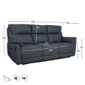 Diivan BOWEN 3-kohaline elektriline recliner 206x86xH102cm, tumehall naturaalne nahk