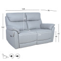 Diivan BOWEN 2-kohaline elektriline recliner 150x86xH102cm, hallikasbeež naturaalne nahk