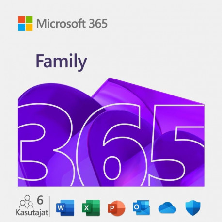 Tarkvara Microsoft 365 Family, 1 aasta, 6 kasutajat
