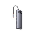 Hub 9in1 Baseus Metal Gleam Series, USB-C to 2x USB 3.0 + 2x HDMI + USB 2.0 + USB-C PD + Ethernet RJ