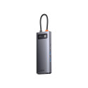 Hub 9in1 Baseus Metal Gleam Series, USB-C to 2x USB 3.0 + 2x HDMI + USB 2.0 + USB-C PD + Ethernet RJ
