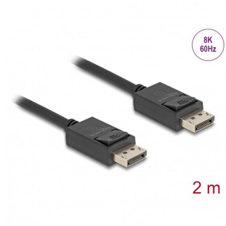 DisplayPort kaabel 2.0m, kullatud, kolmekordne varje, 8K@60Hz kuni 16K@30, DP 2.0, must