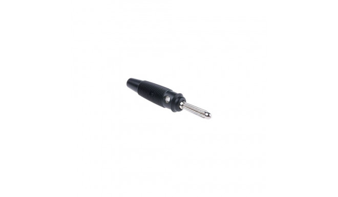Banaanpistik, 4mm, 30V AC, 60V DC, 30A, must, joodetav