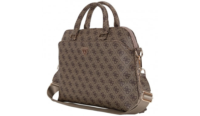 Bag Guess 4G Zipper Pocket Triangle Logo 15" brown