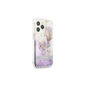Guess GUHCP13LLFLSU iPhone 13 Pro / 136.1" lilla kõvakaaneline Flower Liquid Glitter