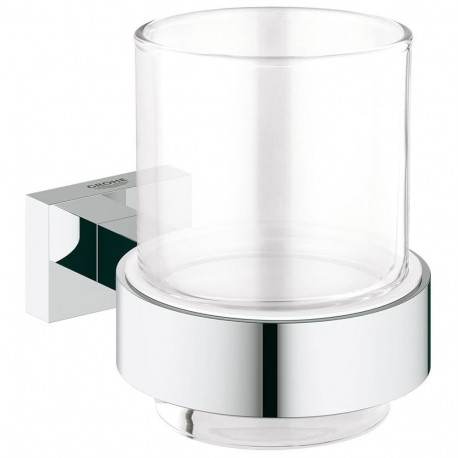 Hanging glass toothbrush holder Grohe ESSENTIALS CUBE CRYSTAL 40755001, chrome