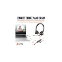 POLY Blackwire 3325 Stereo MS Teams Wired Headset, 3.5mm jack, USB-C/A Adapter, Black