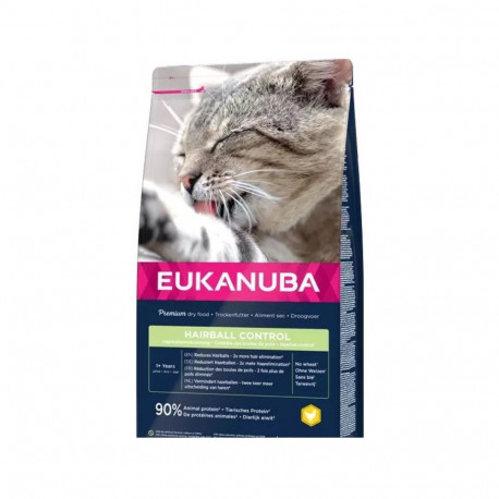 Eukanuba CAT Adult HAIRBALL CONTROL kana kuivtoit kassidele 10 kg