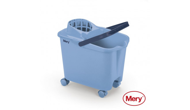 Bucket 14L with push-on wheels blue