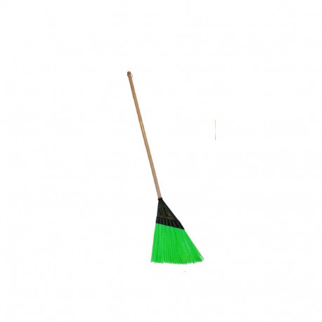 Street broom with a flat blade, green