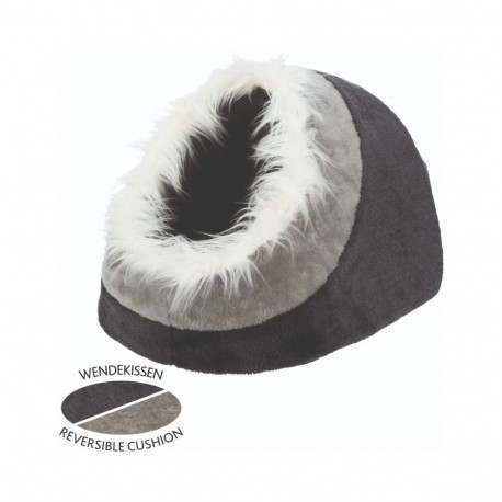 Animal bed : Trixie Minou cave, 35 × 26 × 41 cm, dark grey|light grey