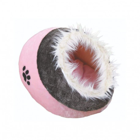 Animal bed : Trixie Minou cuddly cave, 35 × 26 × 41 cm, pink|grey