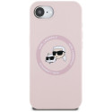 Case Karl Lagerfeld silikoon Karl&Choupette Heads MagSafe iPhone 16e jaoks roosa
