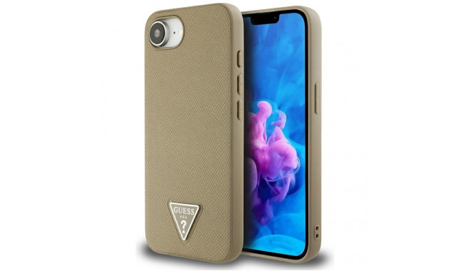 Guess Grained Triangle MagSafe ümbris iPhone 16e pruun