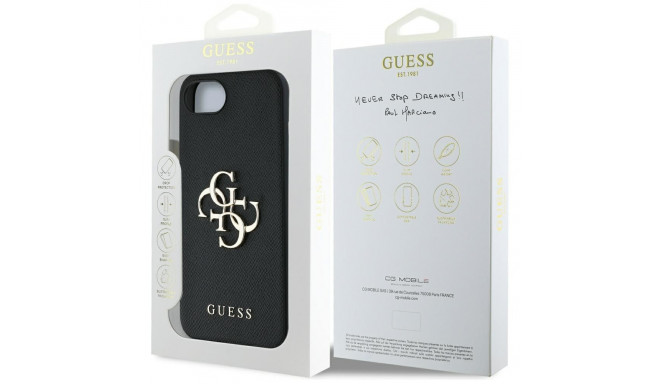 Case Guess Grained Big 4G Logo Small Classic Logo for iPhone 16e black