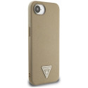 Guess Grained Triangle MagSafe ümbris iPhone 16e pruun