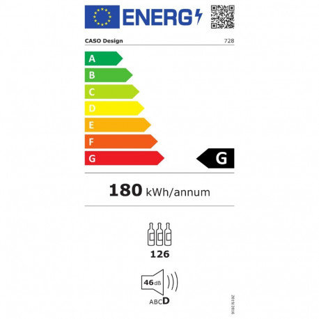 Caso WineCooler WineComfort 1260 Smart energiatõhususe klass G eraldiseisev 126 pudelit roostevaba t