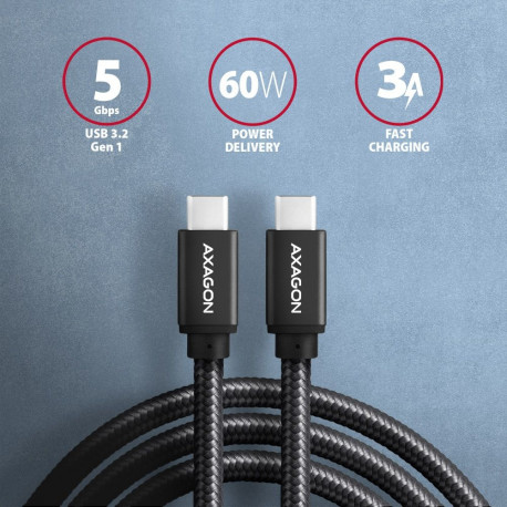 AXAGON | Data and charging USB 3.2 Gen 1 cable, 1 m | BUCM3-CM10AB | USB Type C - USB Type C