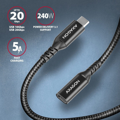 AXAGON | Extension USB 20Gbps cable, 0.5 m | BUCM32-CF05AB | USB-C to USB-C