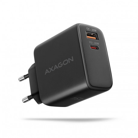 AXAGON GaN wallcharger 2x port (USB-A + USB-C), PD3.0/PPS/QC4+/SFC2.0/AFC/SCP/FCP/Apple, 45W | ACU-P