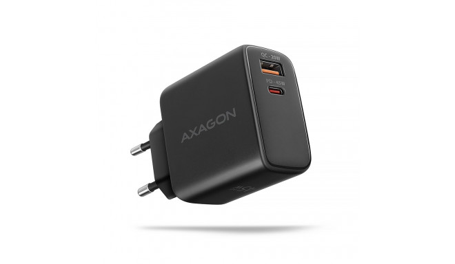 AXAGON GaN wallcharger 2x port (USB-A + USB-C), PD3.0/PPS/QC4+/SFC2.0/AFC/SCP/FCP/Apple, 45W | ACU-P