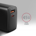 AXAGON GaN wallcharger 2x port (USB-A + USB-C), PD3.0/PPS/QC4+/SFC2.0/AFC/SCP/FCP/Apple, 45W | ACU-P