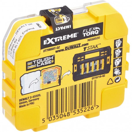 DEWALT DT70555T-QZ Extreme FLEXTORQ 25-osaline komplekt PH2 25 mm väikeses lahtises hoiukarbis