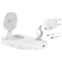 4smarts Qi2 Trident Charging Station with MFI Fast Charger for Apple Watch White