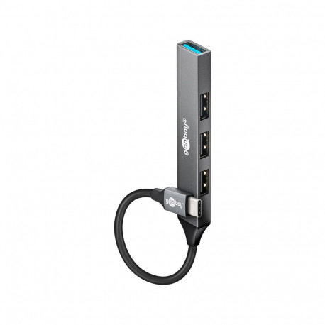 Goobay Slim 4-porti USB-jaotur, USB-C USB-A-le, 5 Gbit/s | 74457