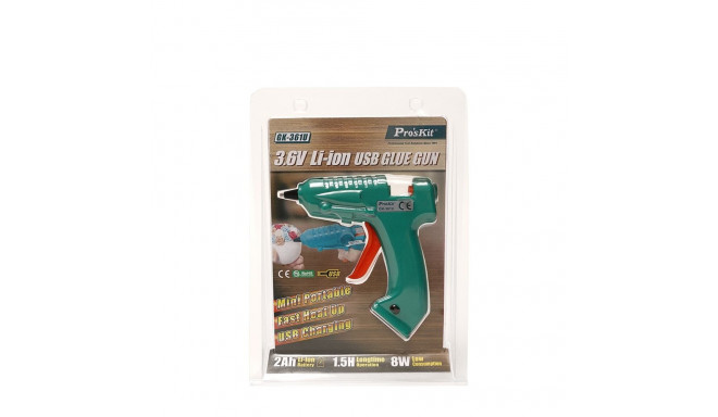 Karštų klijų pistoletas akumuliatorinis 8W Ø7mm lazdelėms GK-361U Pro'sKit