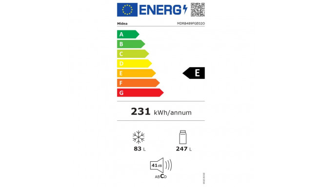 Midea külmik | MDRB489FGE02O | energiatõhususe klass E | eraldiseisev | kombi | kõrgus 201 cm | No F