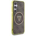 Case Guess 4G Glitter Triangle Buttons MagSafe for Samsung Galaxy S25 pruun