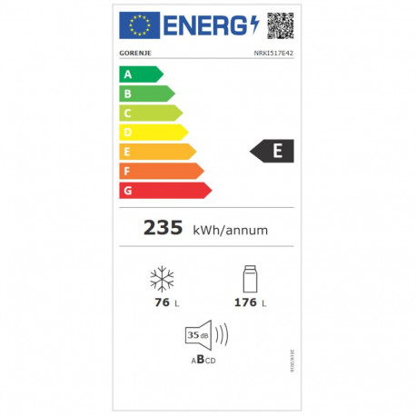 Gorenje integreeritud külmik NRKI517E42 energiatõhususe klass E combi kõrgus 177,2 cm no frost süste