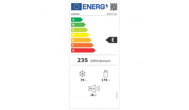 Gorenje integreeritud külmik NRKI517E42 energiatõhususe klass E combi kõrgus 177,2 cm no frost süste