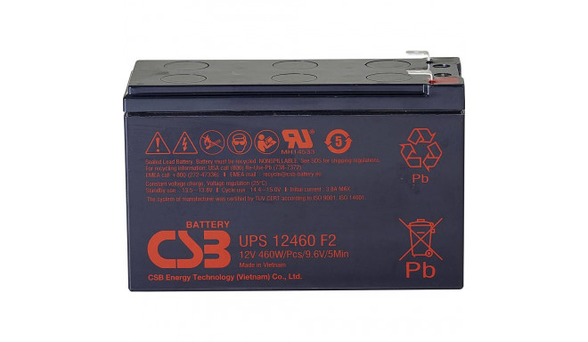 CSB Battery 12V, 9Ah, AGM aku | UPS12460F2 | 460 W